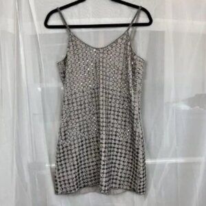 Parker Anthropologie 100% silk beaded mini dress formal party flapper art deco S